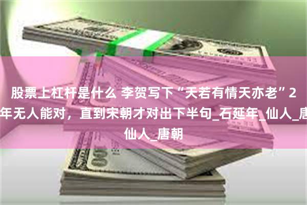 股票上杠杆是什么 李贺写下“天若有情天亦老”200年无人能对，直到宋朝才对出下半句_石延年_仙人_唐朝